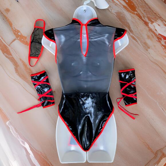 New Medium Sexy Ninja Halloween Costume Vegan 4 pc Set Karate Dragon CosplayTrue - Picture 3 of 4